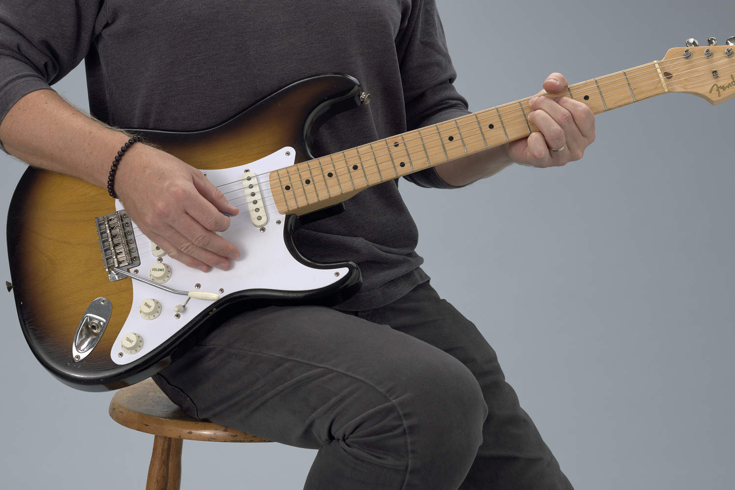 Leo Fender, George Fullerton, Freddie Tavares. Fender Stratocaster Electric Guitar. Designed 1954, this example 1957. Wood, metal, and plastic. Committee on Architecture and Design Funds