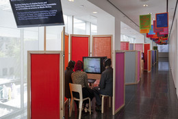 Installation view of the MoMA Media Lounge. Photo by Thomas Griesel