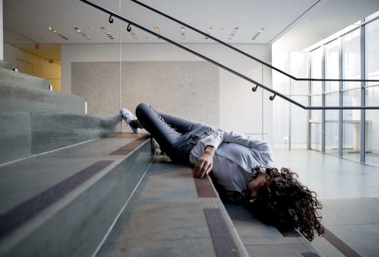Rehearsal for Maria Hassabi's PLASTIC (2015), The Museum of Modern Art, October 30, 2015. Photograph © 2015 The Museum of Modern Art, New York. Photo: Julieta Cervantes