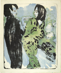 Emil Nolde. Young Couple. 1913. Lithograph, comp.: 24 1/2 × 19 13/16″ (62.2 × 50.3 cm). Publisher: unpublished. Printer: Westphalen, Flensburg, Germany. Edition: 112 in 68 color variations. The Museum of Modern Art. Purchase. © Nolde Stiftung, Seebüll, Germany