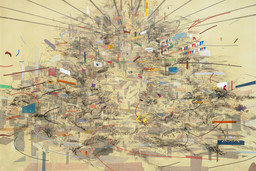Julie Mehretu. Empirical Construction, Istanbul. 2003. Ink and synthetic polymer paint on canvas, 10′ × 15′ (304.8 × 457.2 cm). Fund for the Twenty-First Century. © 2010 Julie Mehretu