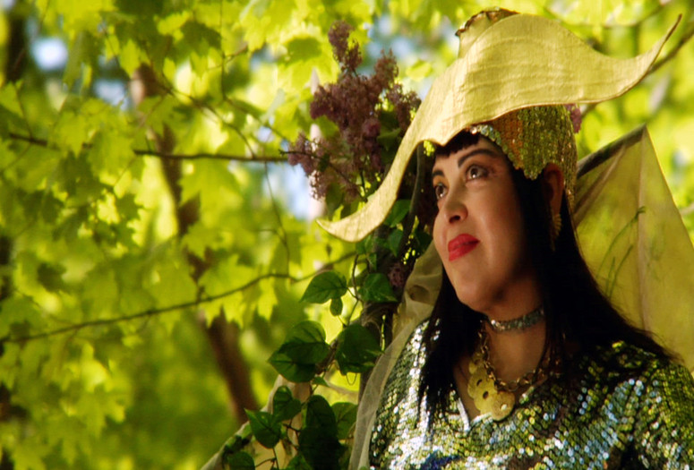 Still from Nao Bustamante’s multimedia performance Silver & Gold. Courtesy the artist