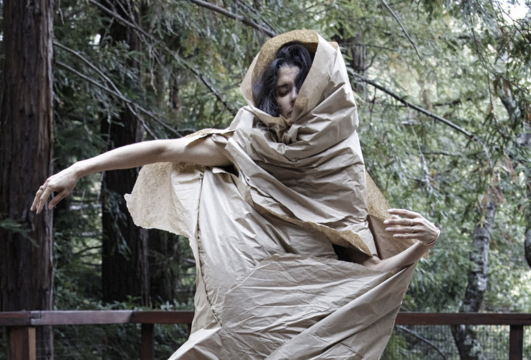 Janine Antoni in collaboration with Anna Halprin. Paper Dance. 2013. Photographed by Pak Han at the Halprin Dance Deck. Courtesy of the artist