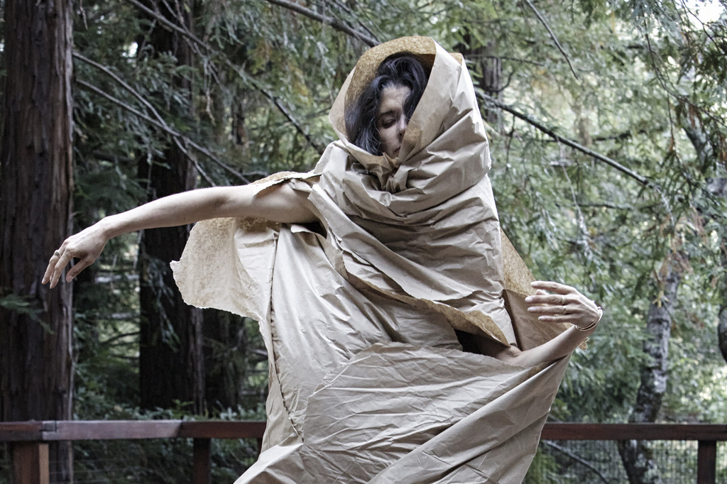 Janine Antoni in collaboration with Anna Halprin. Paper Dance. 2013. Photographed by Pak Han at the Halprin Dance Deck. Courtesy of the artist