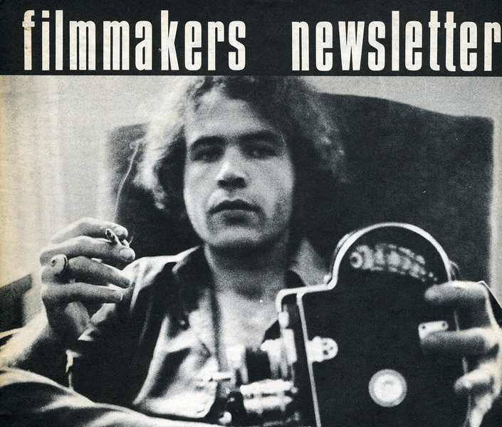 Andrew Noren on the cover of Filmmaker&#39;s Newsletter, Summer 1969. Photo: Angelis Alexandris. Courtesy the Estate of Andrew Noren