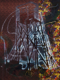 Sigmar Polke. Watchtower (Hochsitz). 1984. Synthetic polymer paints and dry pigment on fabric, 9′ 10″ × 7′ 4½″ (300 × 224.8 cm). The Museum of Modern Art, New York. Fractional and promised gift of Jo Carole and Ronald S. Lauder. © 2013 Estate of Sigmar Polke/Artists Rights Society (ARS), New York/VG Bild-Kunst, Bonn