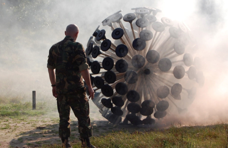 Massoud Hassani (Dutch, b. Afghanistan 1983). Design Academy Eindhoven (The Netherlands, est. 1947). Mine Kafon wind-powered deminer. 2011. Bamboo and biodegradable plastics. 87 x 87 x 87&#34; (221 x 221 x 221 cm). Gift of the Contemporary Arts Council of The Museum of Modern Art, 2012. Photographs courtesy of Hassani Design BV