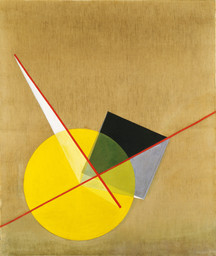 László Moholy-Nagy. Yellow Circle. 1921. Oil on canvas. 53 1/8 × 45″ (135 × 114.3 cm). The Riklis Collection of McCrory Corporation. © 2016 Artists Rights Society (ARS), New York / VG Bild-Kunst, Bonn