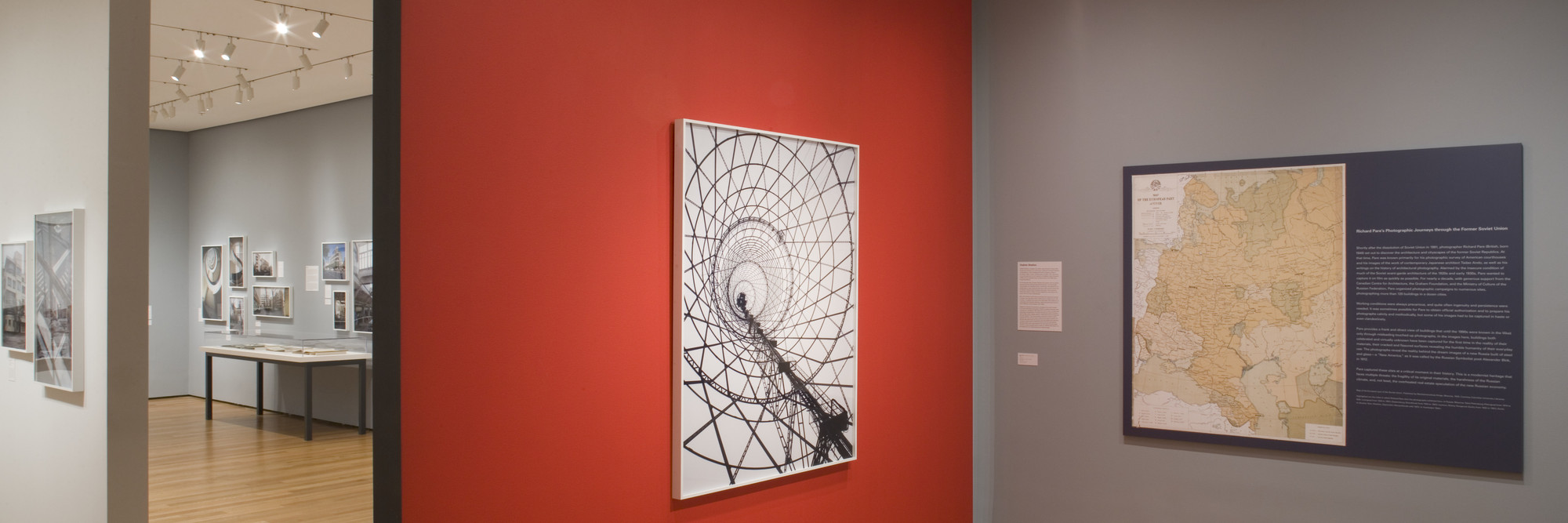 Installation view of Lost Vanguard: Soviet Modernist Architecture, 1922–32. The Museum of Modern Art. Photo: John Wronn