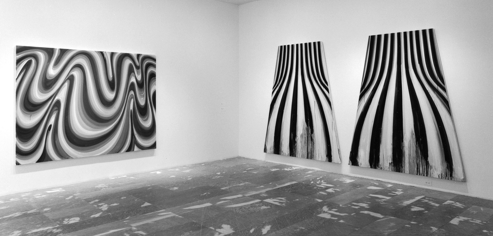 Installation view of Projects 63: Karin Davie, Udomsak Krisanamis, Bruce Pearson, Fred Tomaselli. The Museum of Modern Art. Photo: Thomas Griesel
