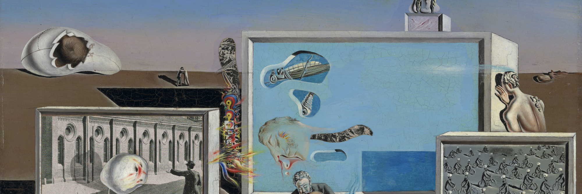 Salvador Dalí. Illumined Pleasures. 1929. Oil and collage on composition board, 9 3/8 × 13 3/4″ (23.8 × 34.7 cm). The Sidney and Harriet Janis Collection. Copyright © 2016 Salvador Dalí, Gala-Salvador Dalí Foundation / Artists Rights Society (ARS), New York