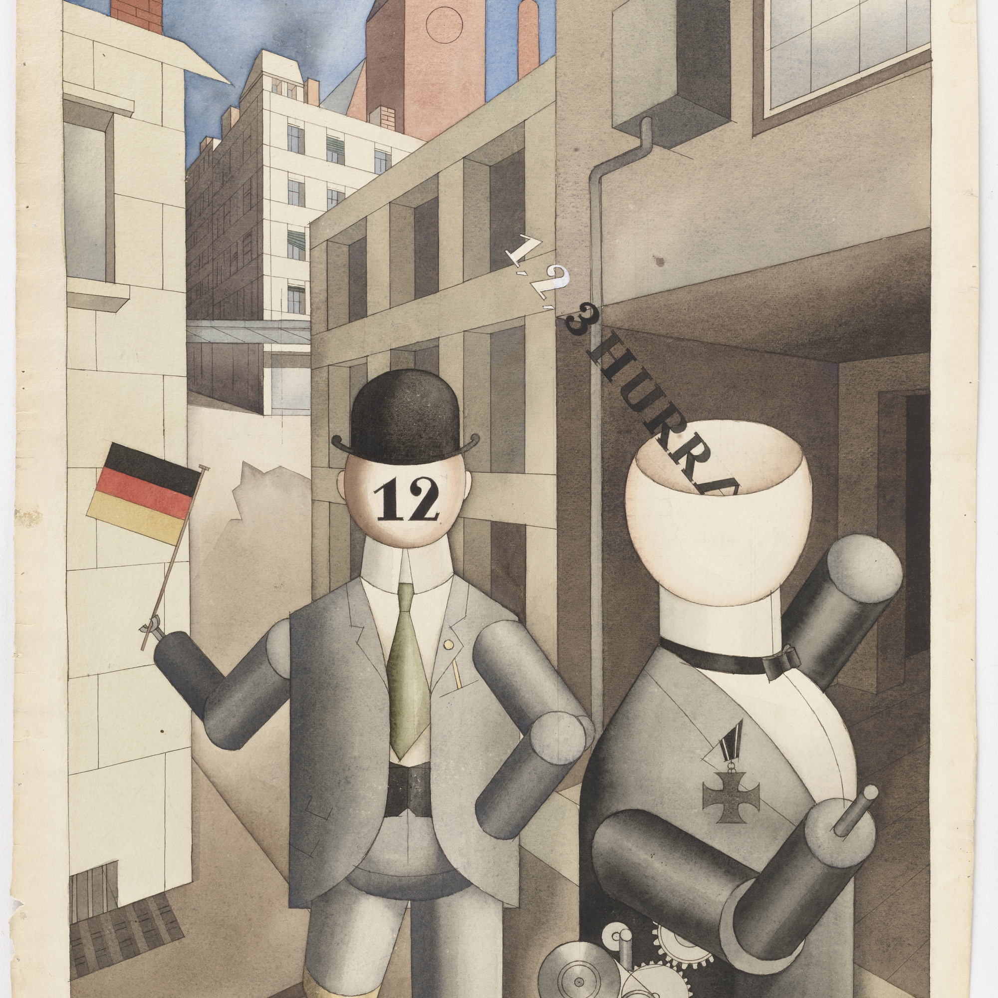 George Grosz. Republican Automatons (Republikanische Automaten). 1920. Watercolor and pencil on paper; 23 5/8 × 18 5/8″ (60 × 47.3 cm). The Museum of Modern Art, New York. Advisory Committee Fund. © 2003 The Museum of Modern Art, New York. © 2003 Artists Rights Society (ARS), New York/VG Bildkunst, Bonn