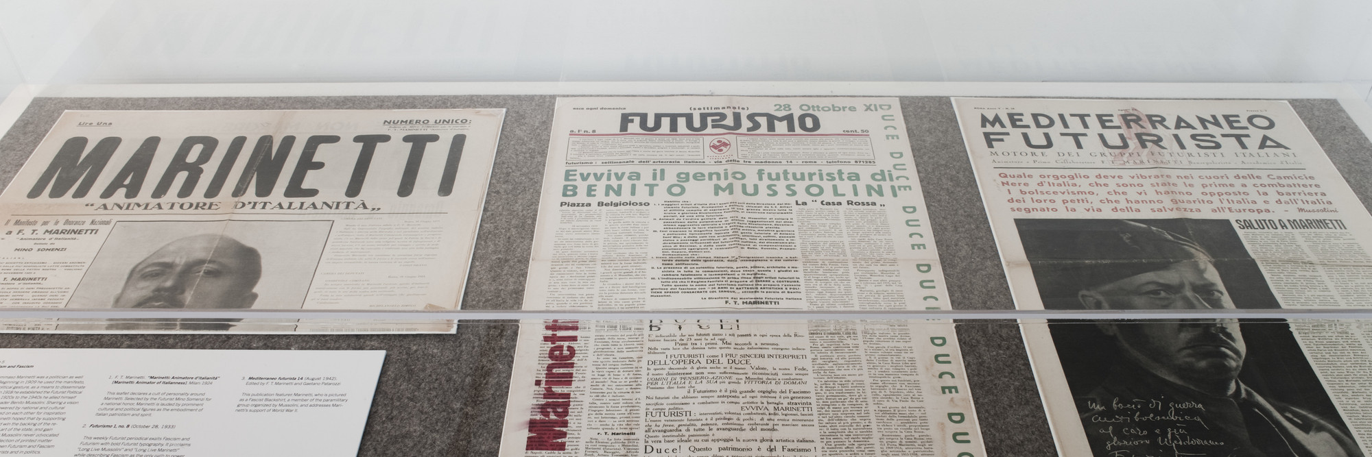 Installation view of Words in Freedom: Futurism at 100 at The Museum of Modern Art, 2009. Photo: Thomas Griesel