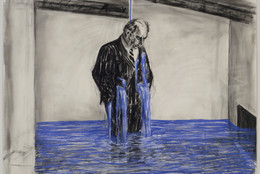 William Kentridge. Drawing from STEREOSCOPE. 1998–99. Charcoal and pastel on paper, 47 1/4 × 63″ (120 × 160 cm). Gift of The Junior Associates of The Museum of Modern Art, with special contributions from Anonymous, Scott J. Lorinsky, Yasufumi Nakamura, and The Wider Foundation. © 2003 William Kentridge. Photo: Tom Griesel, The Museum of Modern Art