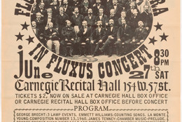 George Maciunas. Poster for Fluxus Symphony Orchestra in Fluxus Concert, Carnegie Recital Hall, New York, June 27, 1964. 1964. Double-sided offset lithograph. The Gilbert and Lila Silverman Fluxus Collection Gift. Photo: Peter Butler