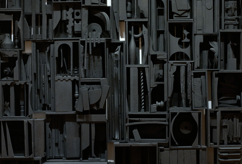 Louise Nevelson. Sky Cathedral (detail). 1958. Painted wood, 11′ 3½″ × 10′ ¼″ × 18″ (343.9 × 305.4 × 45.7 cm). Gift of Mr. and Mrs. Ben Mildwoff. © 2016 Estate of Louise Nevelson / Artists Rights Society (ARS), New York
