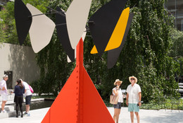 Image of The Abby Aldrich Rockefeller Sculpture Garden at The Museum of Modern Art. Pictured: Alexander Calder. Sandy’s Butterfly. 1964. Painted sheet steel and iron rods. Gift of the artist. © 2016 Calder Foundation, New York/Artists Rights Society (ARS), New York. Photos: Gus Powell