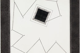 Anna Maria Maiolino. Desde A até M (From A to M), from the series Mapas Mentais (Mental Maps). 1972–99. Thread, synthetic polymer paint, ink, transfer type, and pencil on paper, 19 5/8 × 19 1/2″ (49.8 × 49.5 cm). The Museum of Modern Art, purchase