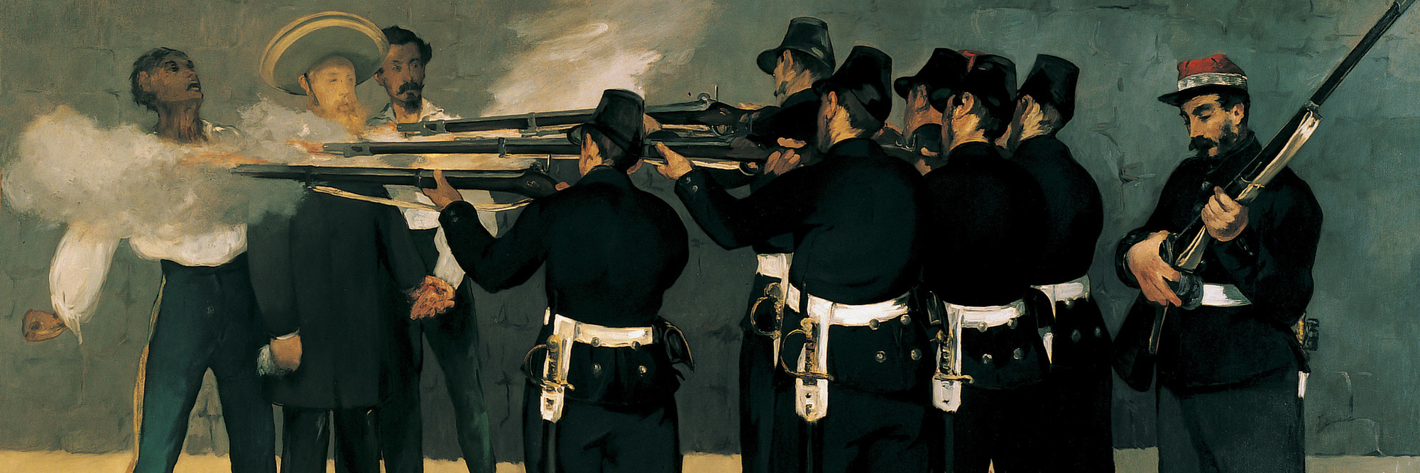 Edouard Manet. The Execution of Emperor Maximilian. 1868–69. Oil on canvas, 99 3/16 × 118 7/8″ (252 × 302 cm). Kunsthalle, Mannheim. Photo: Kunsthalle Mannheim, Margita Wickenhäuser