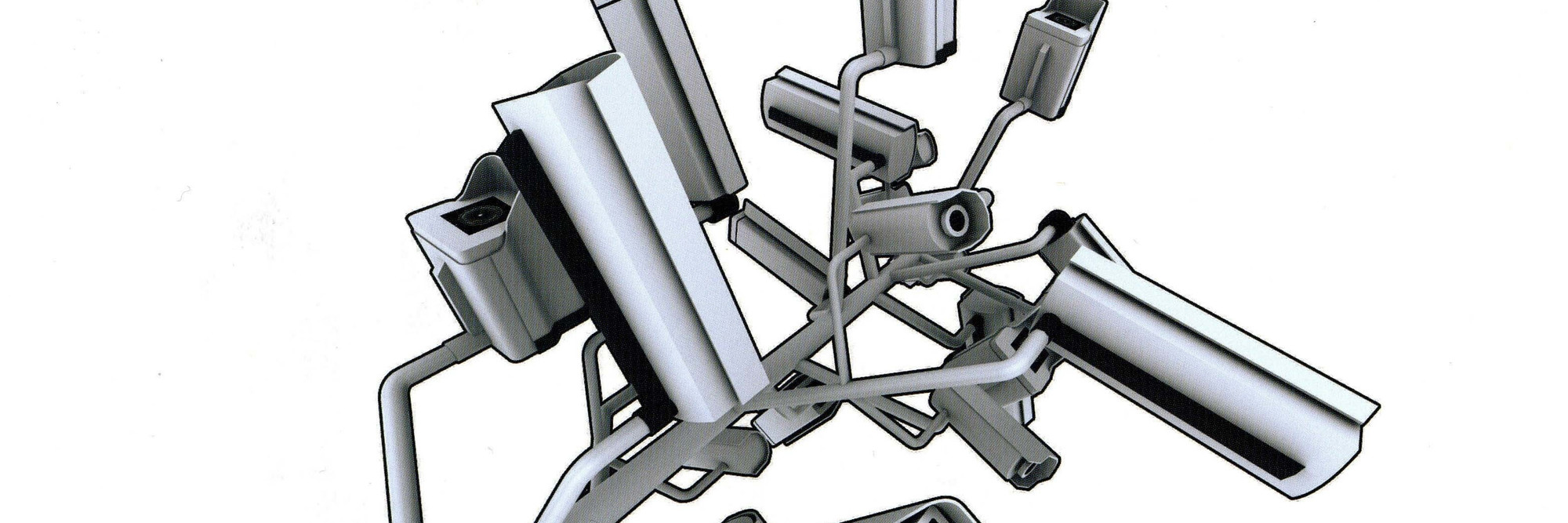 Raúl Cárdenas Osuna. Securitree transmitter. Prototype. 2004. Steel, 24″ × 57″ × 7′3″ (61 × 144.8 × 221 cm). Prototype by Bernardo Gutiérrez and Ana Martínez, Mexico (2004). Torolab and OMR Gallery. Photo: Raúl Cárdenas Osuna and Shijune Takeda