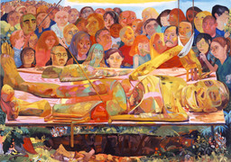Dana Schutz. Presentation. 2005. Oil on canvas, 10 × 14′ (304.8 × 426.7 cm). Fractional and promised gift of Michael and Judy Ovitz. © 2016 Dana Schutz