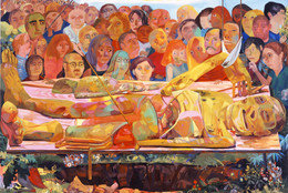 Dana Schutz. Presentation. 2005. Oil on canvas, 10 × 14′ (304.8 × 426.7 cm). Fractional and promised gift of Michael and Judy Ovitz. © 2016 Dana Schutz