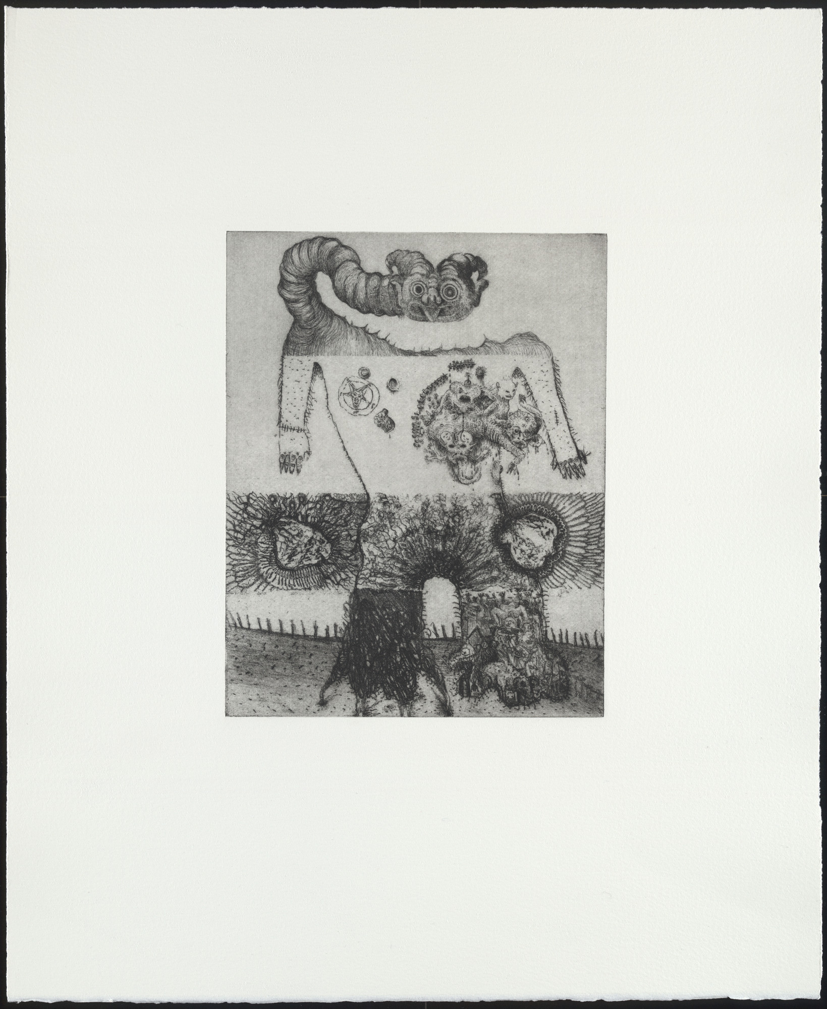 Dinos and Jake Chapman. Untitled, from the portfolio Exquisite Corpse. 2000. Etching. Plate: 9 1⁄16 × 7 1/16″ (23 × 18 cm). Publisher: The Paragon Press, London. Printer: Hope (Sufferance) Press, London. Edition: 30. The Museum of Modern Art. Roxanne H. Frank Fund