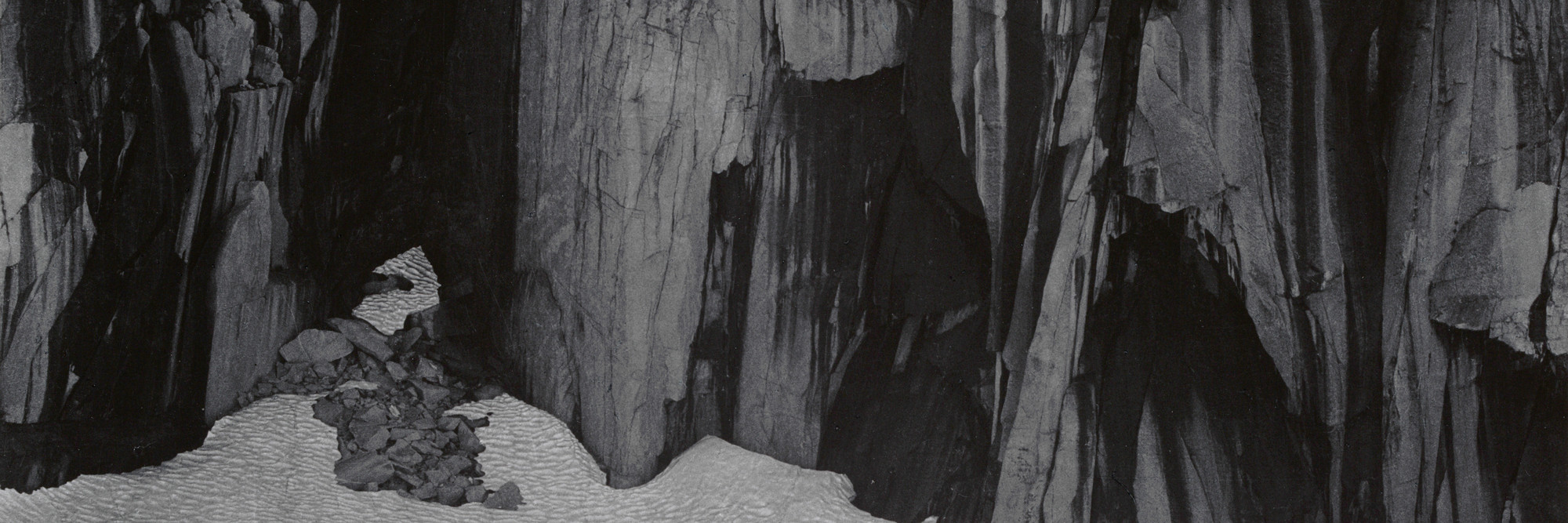 Ansel Adams. Ice and Cliffs, Kaweah Gap, California. 1932, print 1963. Gelatin silver print. Purchase. © 2016 The Ansel Adams Publishing Rights Trust