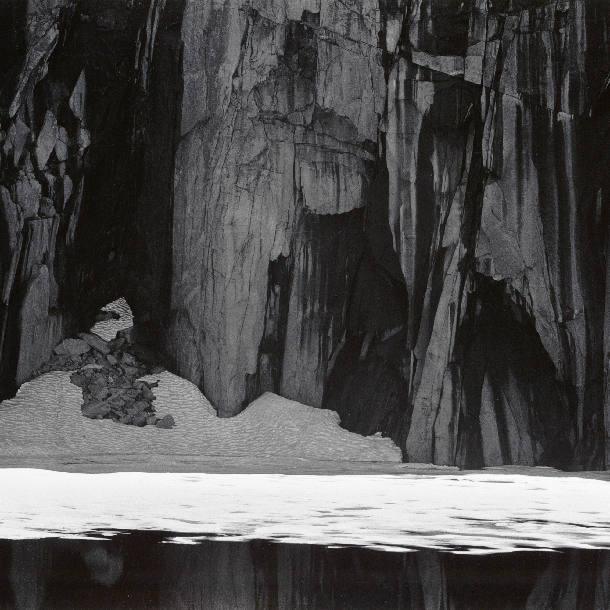 Ansel Adams. Ice and Cliffs, Kaweah Gap, California. 1932, print 1963. Gelatin silver print. Purchase. © 2016 The Ansel Adams Publishing Rights Trust
