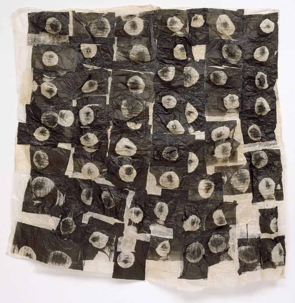 Kiki Smith. Untitled (Moons). 1993. Collaged lithograph on handmade Nepalese paper. Composition and sheet (overall): 65 3/8 × 64 3/16 × 2 3/8″ (166 × 163 × 5.5 cm). Publisher: unpublished. Printer: Universal Limited Art Editions, West Islip, New York. Edition: few known variants. The Museum of Modern Art, New York. Anna Marie and Robert F. Shapiro Fund and Riva Castleman Endowment Fund, 2003. © 2003 Kiki Smith