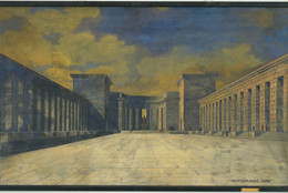 Ludwig Mies van der Rohe. Bismarck Monument, Bingen, Germany, perspective view of courtyard. 1910. Gouache on linen, 55 1/2 × 94 1/2″ (141 × 240 cm). Rob Beyer Purchase Fund, Edward Larrabee Barnes Purchase Fund, Marcel Breuer Purchase Fund, and Philip Johnson Purchase Fund. © 2016 Artists Rights Society (ARS), New York / VG Bild-Kunst, Bonn