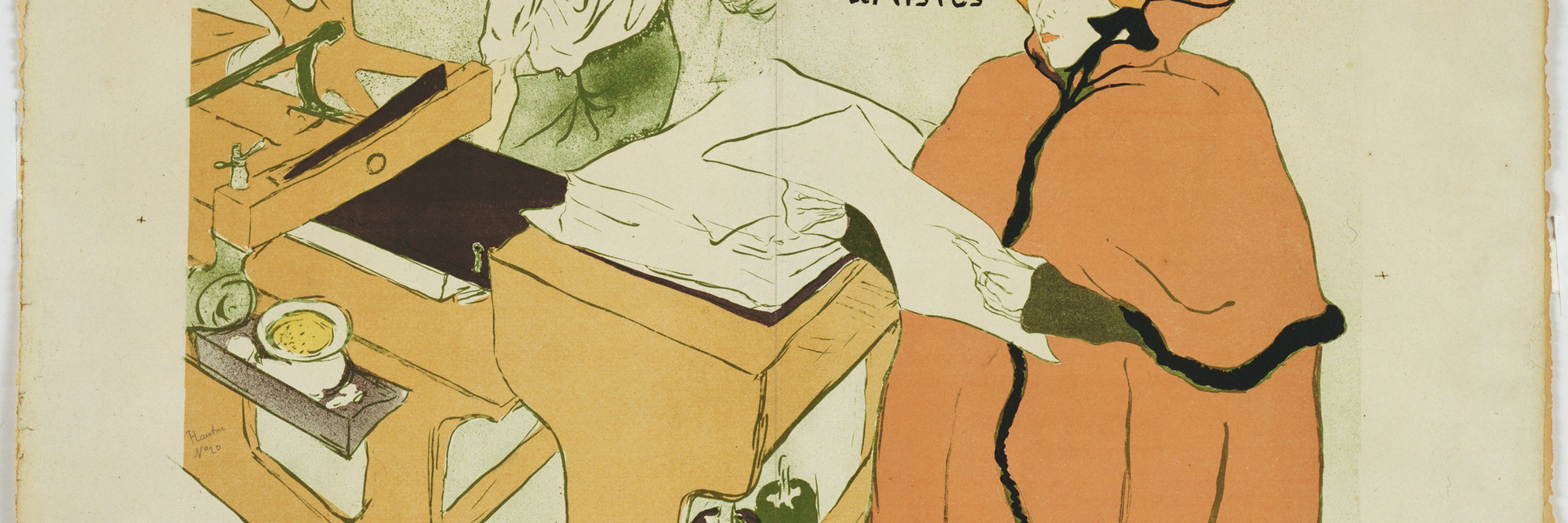 Henri de Toulouse-Lautrec. Cover for the portfolio L’Estampe originale (The Original Print). 1893. Lithograph, 22 1/4 × 25 11/16″ (56.5 × 65.2 cm). Publisher: Editions du Journal des artistes, Paris. Printer: Edward Ancourt, Paris. Edition: 100. The Museum of Modern Art, New York. Grace M. Mayer Bequest
