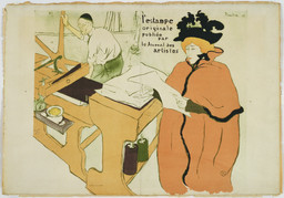 Henri de Toulouse-Lautrec. Cover for the portfolio L’Estampe originale (The Original Print). 1893. Lithograph, 22 1/4 × 25 11/16″ (56.5 × 65.2 cm). Publisher: Editions du Journal des artistes, Paris. Printer: Edward Ancourt, Paris. Edition: 100. The Museum of Modern Art, New York. Grace M. Mayer Bequest
