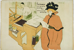 Henri de Toulouse-Lautrec. Cover for the portfolio L’Estampe originale (The Original Print). 1893. Lithograph, 22 1/4 × 25 11/16″ (56.5 × 65.2 cm). Publisher: Editions du Journal des artistes, Paris. Printer: Edward Ancourt, Paris. Edition: 100. The Museum of Modern Art, New York. Grace M. Mayer Bequest