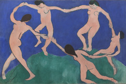 Henri Matisse. Dance (I). Paris, Boulevard des Invalides, early 1909. Oil on canvas, 8ʹ 6 1/2ʺ × 12ʹ 9 1/2ʺ (259.7 × 390.1 cm). Gift of Nelson A. Rockefeller in honor of Alfred H. Barr, Jr. © 2016 Succession H. Matisse / Artists Rights Society (ARS), New York