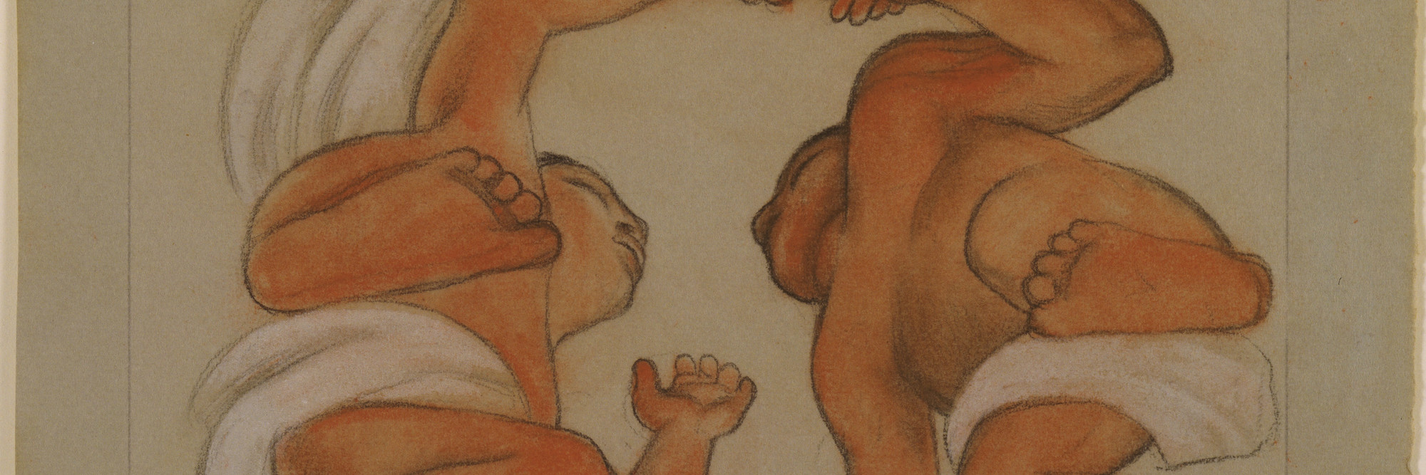Diego Rivera. Two Figures. c. 1925. Colored chalk, gouache, and pencil on gray paper, 9 1/4 × 10 3/4ʺ (23.2 × 27.3 cm). Given anonymously, 1940. The Museum of Modern Art. Photograph © 1998 The Museum of Modern Art, New York