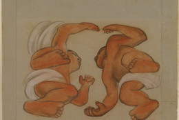 Diego Rivera. Two Figures. c. 1925. Colored chalk, gouache, and pencil on gray paper, 9 1/4 × 10 3/4ʺ (23.2 × 27.3 cm). Given anonymously, 1940. The Museum of Modern Art. Photograph © 1998 The Museum of Modern Art, New York