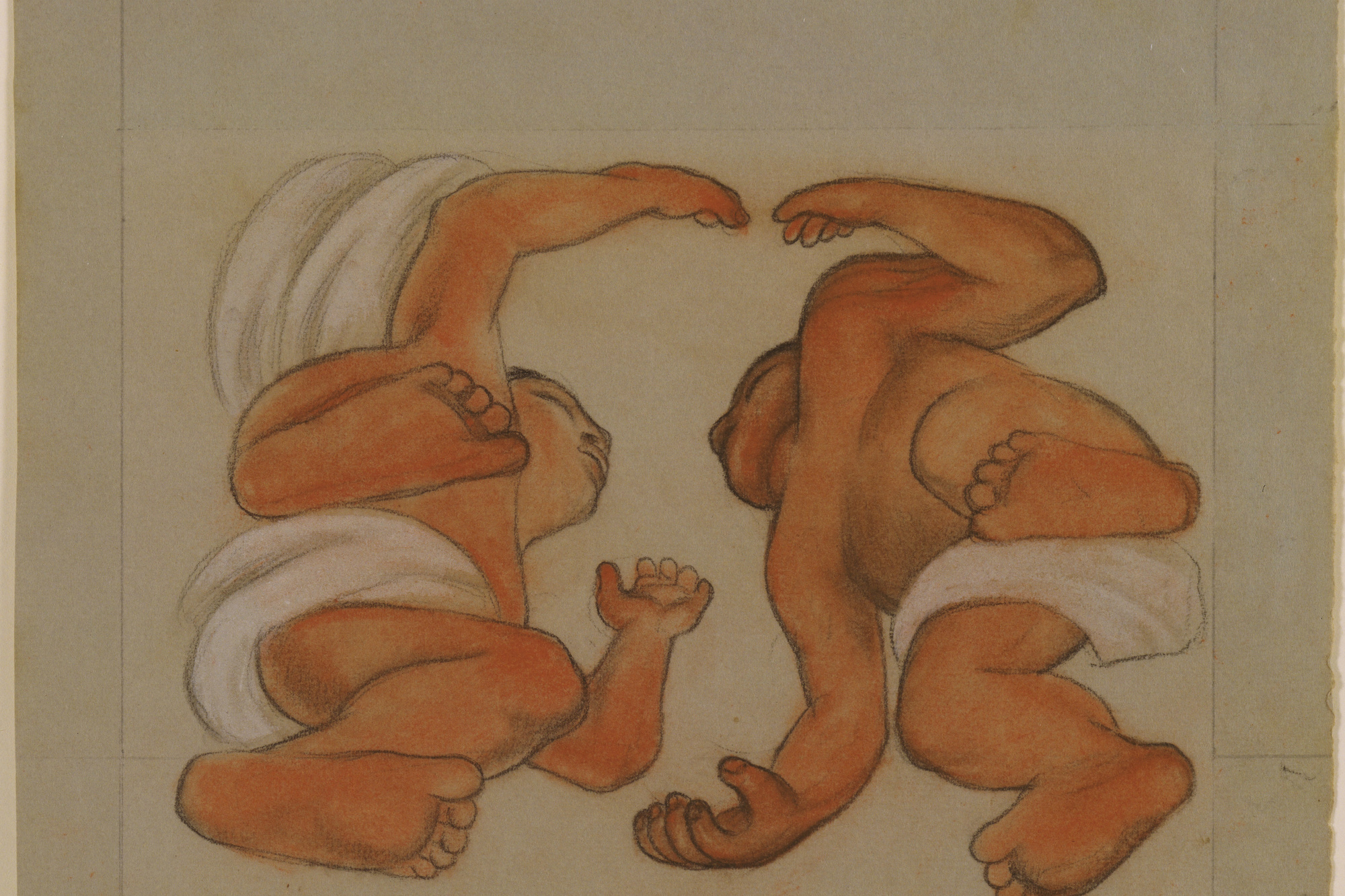 Diego Rivera. Two Figures. c. 1925. Colored chalk, gouache, and pencil on gray paper, 9 1/4 × 10 3/4ʺ (23.2 × 27.3 cm). Given anonymously, 1940. The Museum of Modern Art. Photograph © 1998 The Museum of Modern Art, New York