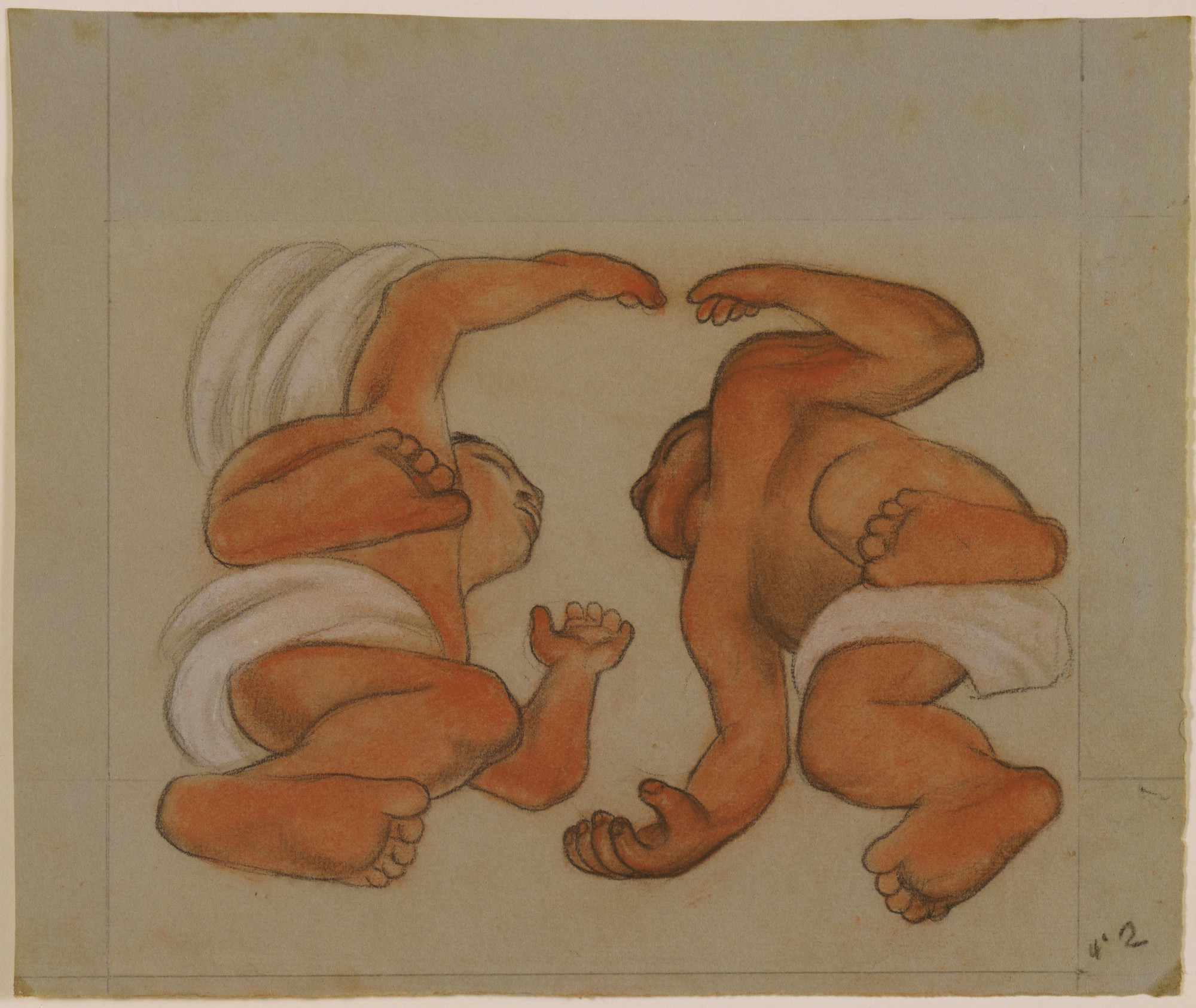 Diego Rivera. Two Figures. c. 1925. Colored chalk, gouache, and pencil on gray paper, 9 1⁄4 × 10 3/4ʺ (23.2 × 27.3 cm). Given anonymously, 1940. The Museum of Modern Art. Photograph © 1998 The Museum of Modern Art, New York
