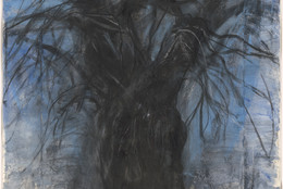 Jim Dine. A Tree that Shatters the Dancing. 1980. Synthetic polymer paint, synthetic polymer spray paint, charcoal and pastel on cut-and-pasted paper. 56 1/8 × 5 1/8ʺ (143.4 × 127.5 cm) (irreg). Gift of Nancy and Jim Dine in memory of Myron Orlofsky. © 2016 Jim Dine / Artists Rights Society (ARS), New York. Photo: Jonathan Muzikar