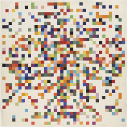 Ellsworth Kelly. Spectrum Colors Arranged by Chance II. 1951. Cut-and-pasted color-coated paper and pencil on four sheets of paper, 38 1/4 × 38 1/4″ (97.2 × 97.2 cm). Purchased with funds provided by Jo Carole and Ronald S. Lauder. © 2016 Ellsworth Kelly. Photo: Paige Knight