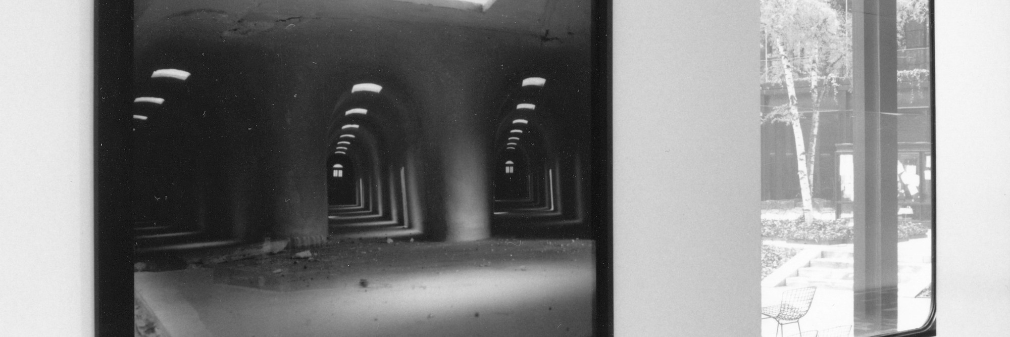 James Casebere. Tunnels. 1995. Cibachrome, 48 × 61 1/2″. Collection Lois and Richard Plehn. Installation view of Projects 59: Architecture as Metaphor at The Museum of Modern Art, New York, April 10–June 3, 1997. Photo: Erik Landsberg
