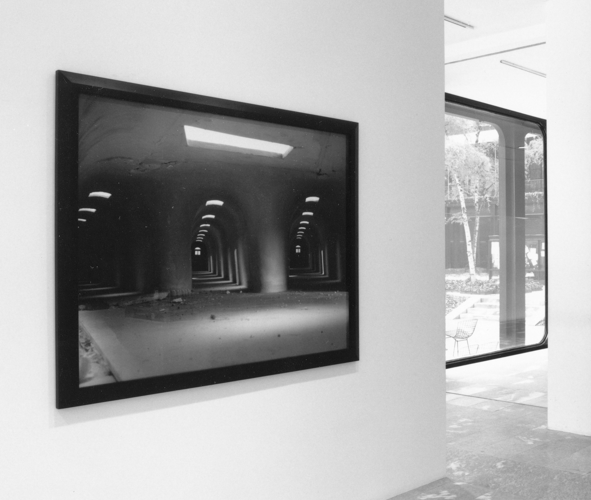 James Casebere. Tunnels. 1995. Cibachrome, 48 × 61 1/2″. Collection Lois and Richard Plehn. Installation view of Projects 59: Architecture as Metaphor at The Museum of Modern Art, New York, April 10–June 3, 1997. Photo: Erik Landsberg