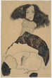 Egon Schiele. Girl with Black Hair (Mädchen mit schwarzem Haar). 1911. Gouache, watercolor, and pencil on paper, 22 3/8 × 15 7/8″ (56.8 × 40.3 cm). Gift of the Galerie St. Etienne, New York, in memory of Dr. Otto Kallir; promised gift of Jo Carole and Ronald S. Lauder; and purchase. Photo: John Wronn