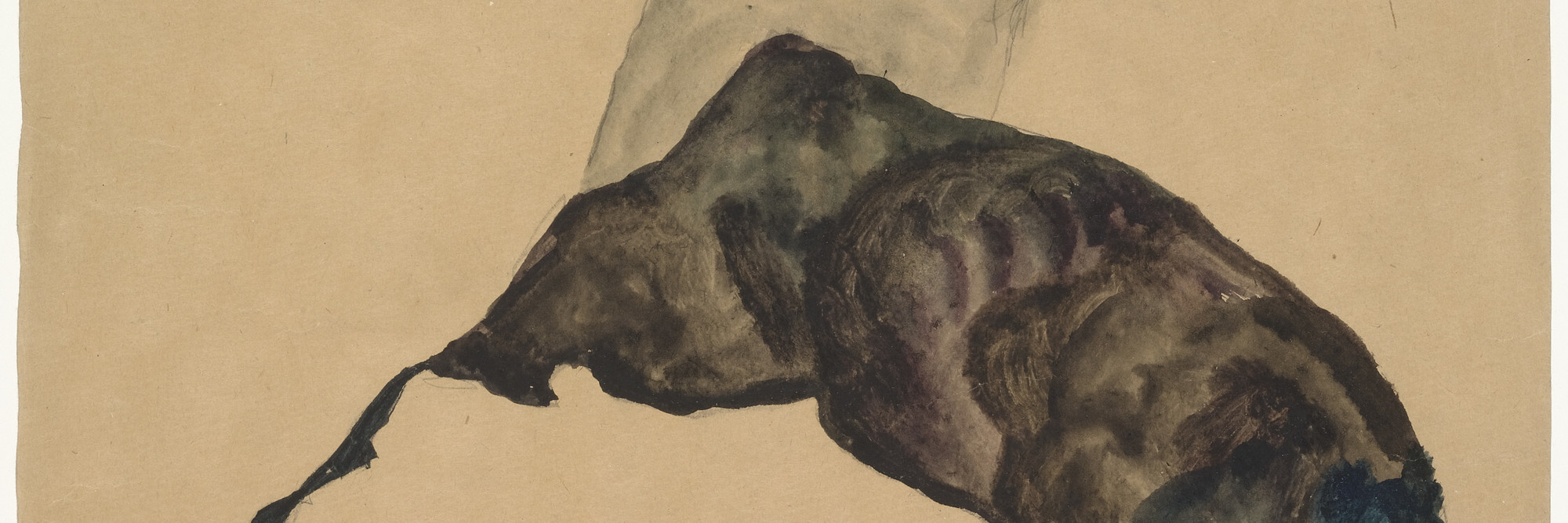Egon Schiele. Girl with Black Hair (Mädchen mit schwarzem Haar). 1911. Gouache, watercolor, and pencil on paper, 22 3/8 × 15 7/8″ (56.8 × 40.3 cm). Gift of the Galerie St. Etienne, New York, in memory of Dr. Otto Kallir; promised gift of Jo Carole and Ronald S. Lauder; and purchase. Photo: John Wronn