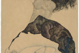 Egon Schiele. Girl with Black Hair (Mädchen mit schwarzem Haar). 1911. Gouache, watercolor, and pencil on paper, 22 3/8 × 15 7/8″ (56.8 × 40.3 cm). Gift of the Galerie St. Etienne, New York, in memory of Dr. Otto Kallir; promised gift of Jo Carole and Ronald S. Lauder; and purchase. Photo: John Wronn