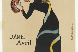 Henri de Toulouse-Lautrec. Jane Avril. 1899. Lithograph, composition: 22 1/16 × 14 1/16″ (56 × 35.7 cm); sheet: 22 1/16 × 15″ (56 × 38.1 cm). Publisher: Jane Avril, Paris. Printer: Henri Stern, Paris. Edition: 25. Gift of Abby Aldrich Rockefeller