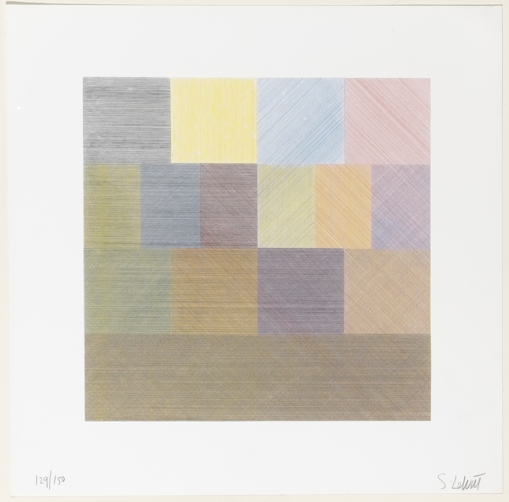 Sol LeWitt. Composite Series. 1970. One from a series of five screenprints, composition (each): 14 × 14″ (35.6 × 35.6cm); sheet (each): 20 × 20″ (50.8 × 50.8cm). Publisher: Sarah Lawrence Art Press, New York. Printer: John Campione, New York. Edition: 150. Alva Gimbel Fund. © 2016 Sol LeWitt / Artists Rights Society (ARS), New York