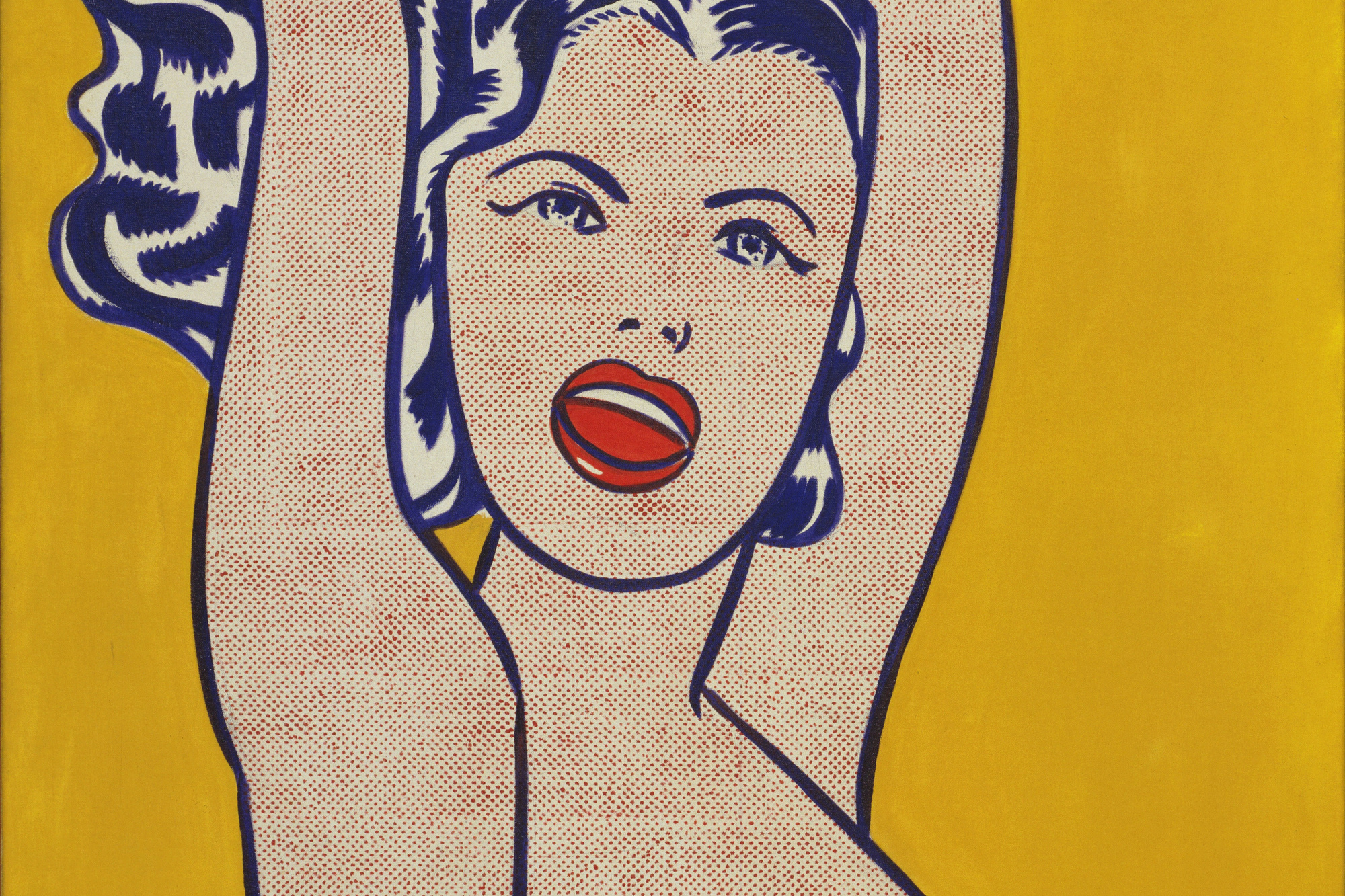 Roy Lichtenstein. Girl with Ball. 1961. Oil on canvas, 60 1/4 × 36 1/4″ (153 × 91.9 cm). Gift of Philip Johnson
