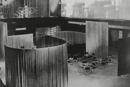 Lilly Reich. View of the Velvet and Silk Café, Women’s Fashion Exhibition, Berlin, Germany. 1927. Gelatin silver print. Mies van der Rohe Archive, gift of the architect. © 2016 Artists Rights Society (ARS), New York / VG Bild-Kunst, Bonn